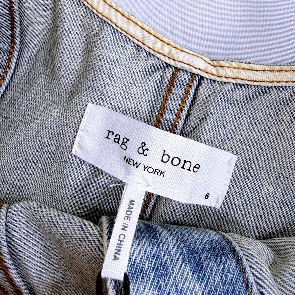 Rag & Bone Rockaway Laney Denim Mini Dress Light Wash Blue Button Front Size 6 - Picture 7 of 13
